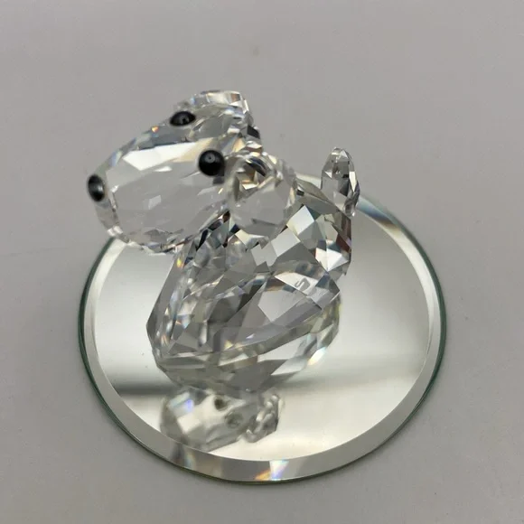 Swarovski Crystal Dog Figurine On Mirror Base - Picture 1 of 12